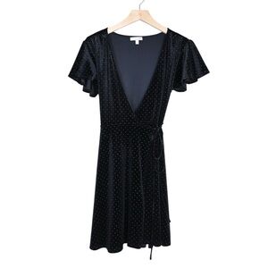 Gianni Bini Women's S Black Gold Dot Wrap Dress